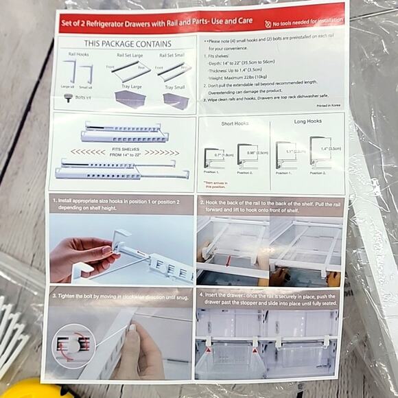 QVC Refrigerator Drawers with Rail, white and clear plastic NIB - Picture 7 of 7